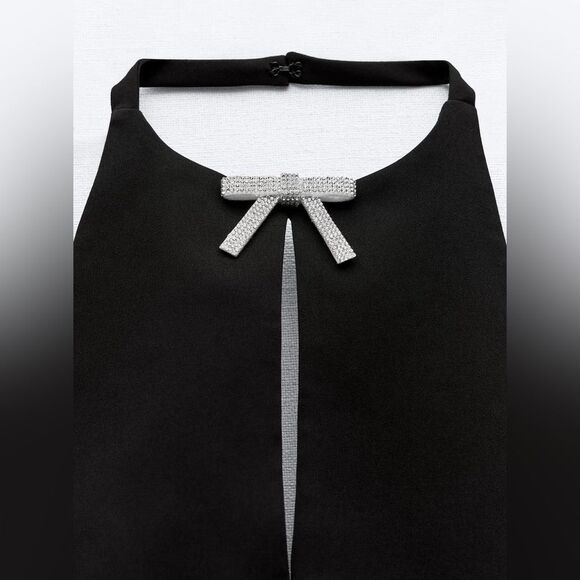 ZARA JEWEL BOW HALTER TOP - Picture 12 of 13